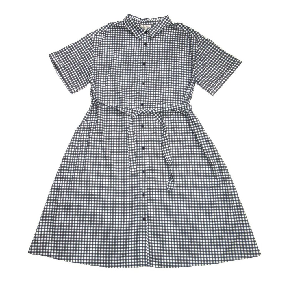 NWT Tucker Sarah Midi in Black White Gingham Cotton Belted Shirt Dress 2X